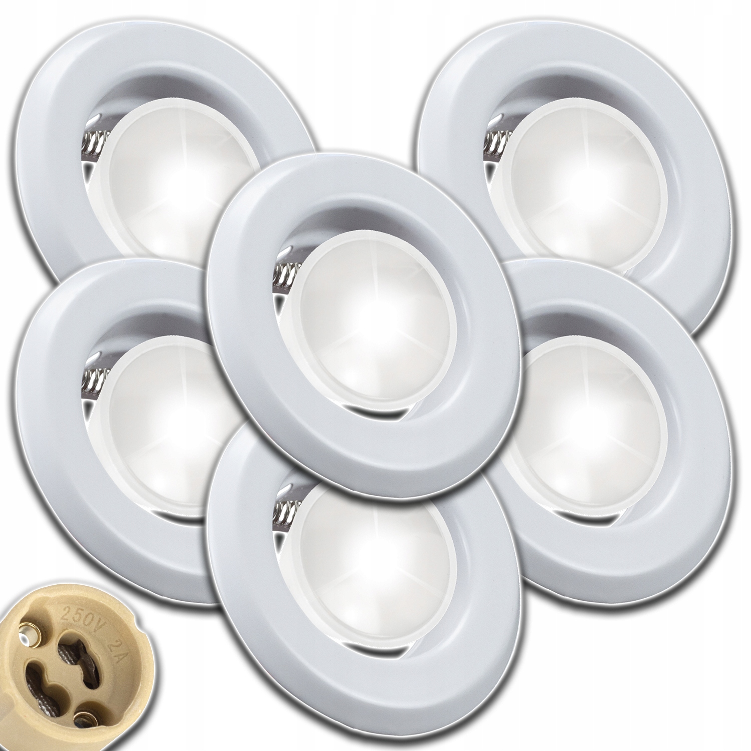 6x Stropní Svítidlo Kulaté Bílé Žárovka Gu 10 1,5W Nw Neutrální Zásuvka