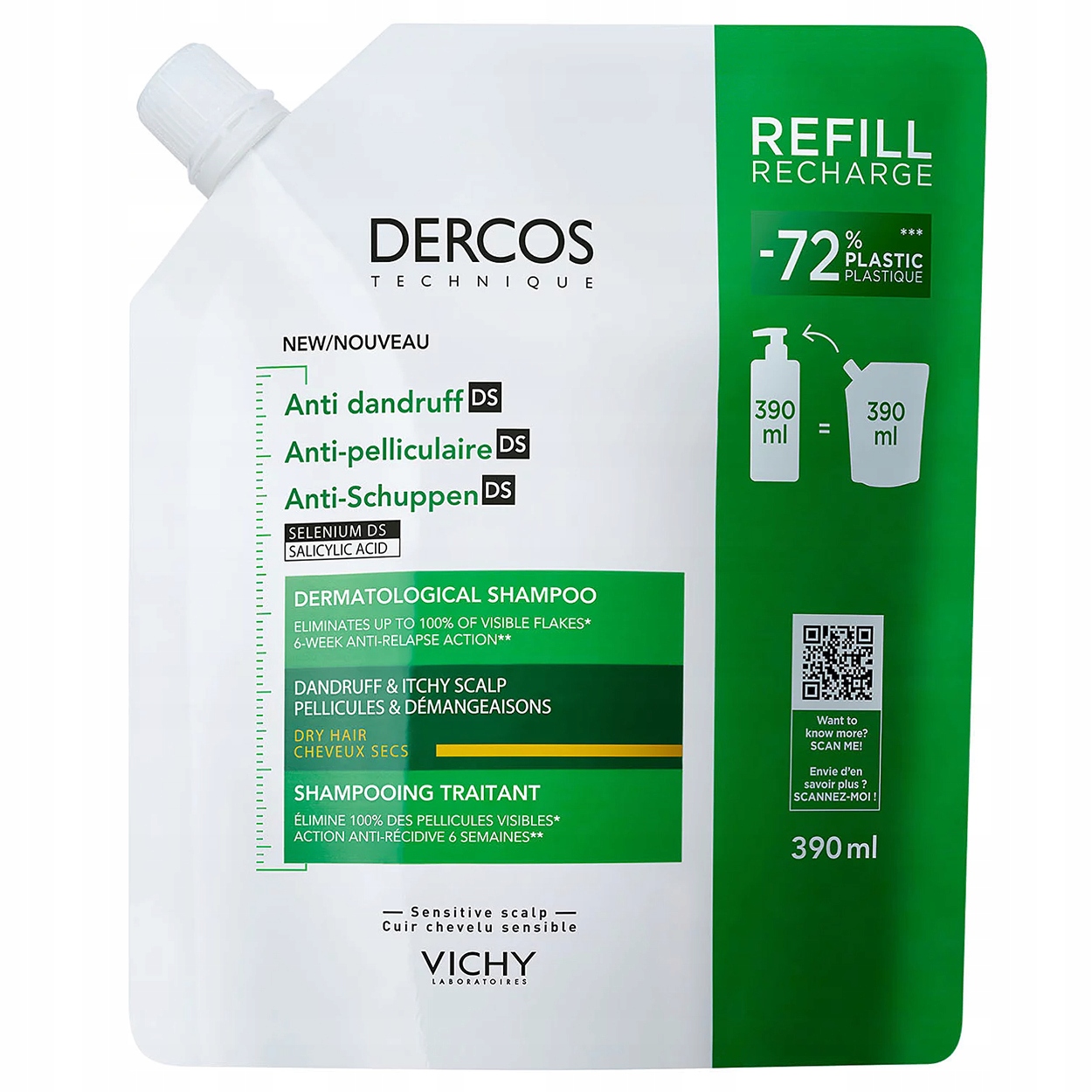 Vichy Dercos Anti Dandruff Ds szampon 390 ml przeciwłupieżowy włosy suche