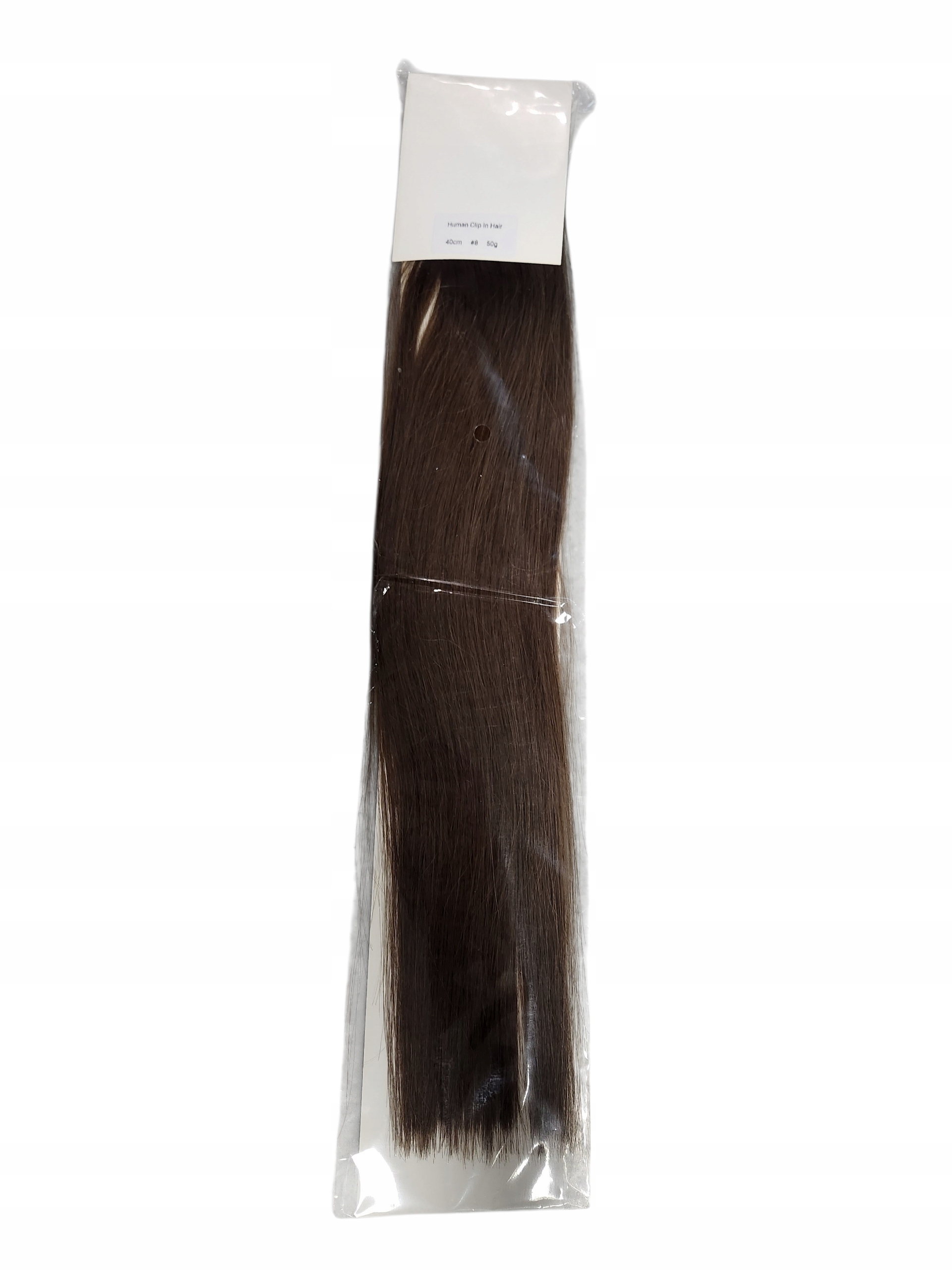 Přírodní vlasy human clip in 6 pásků 40 cm 50 g #8 silky chokolat