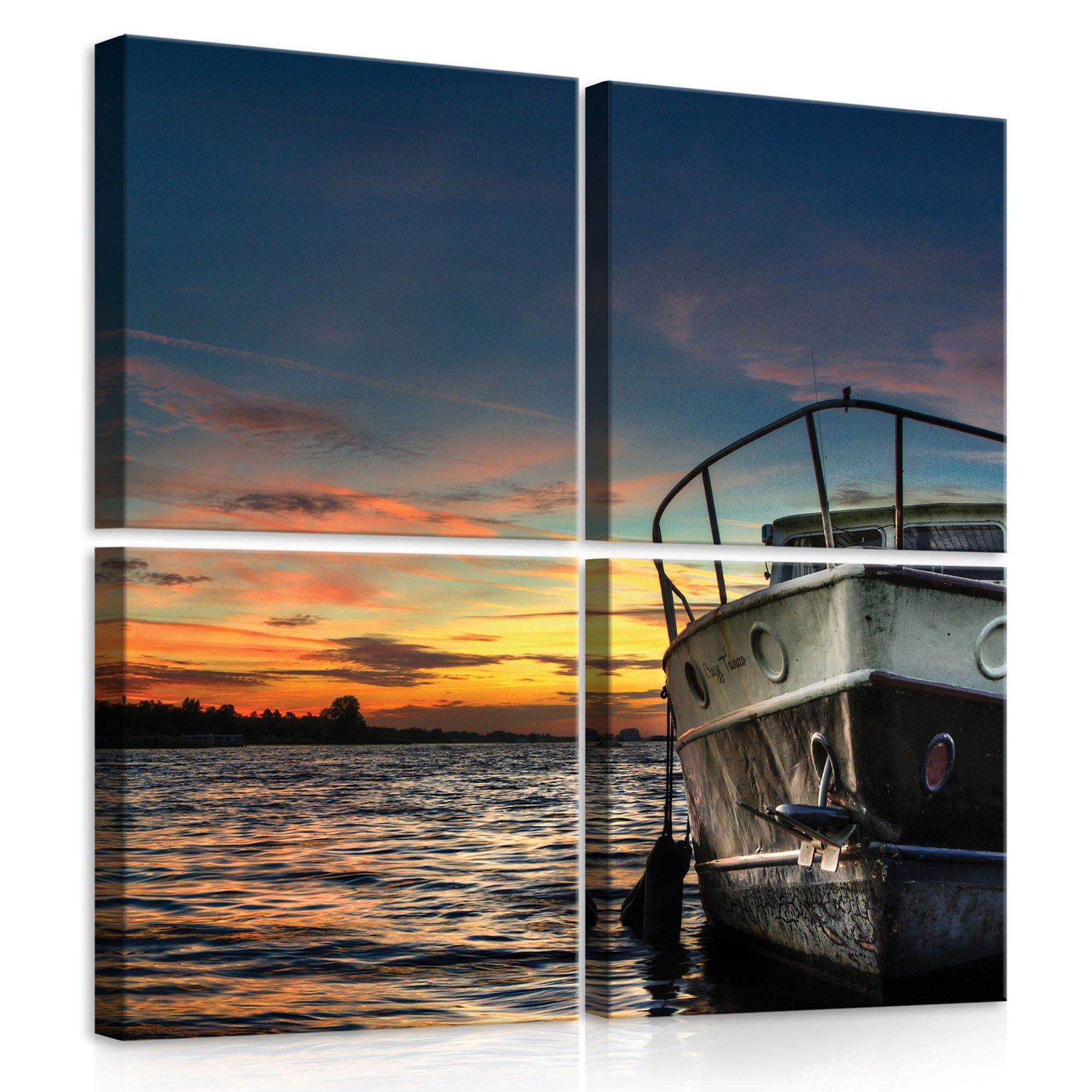 Obraz 50x50 Západ slunce loď marina krajina mořský klid soumrak voda