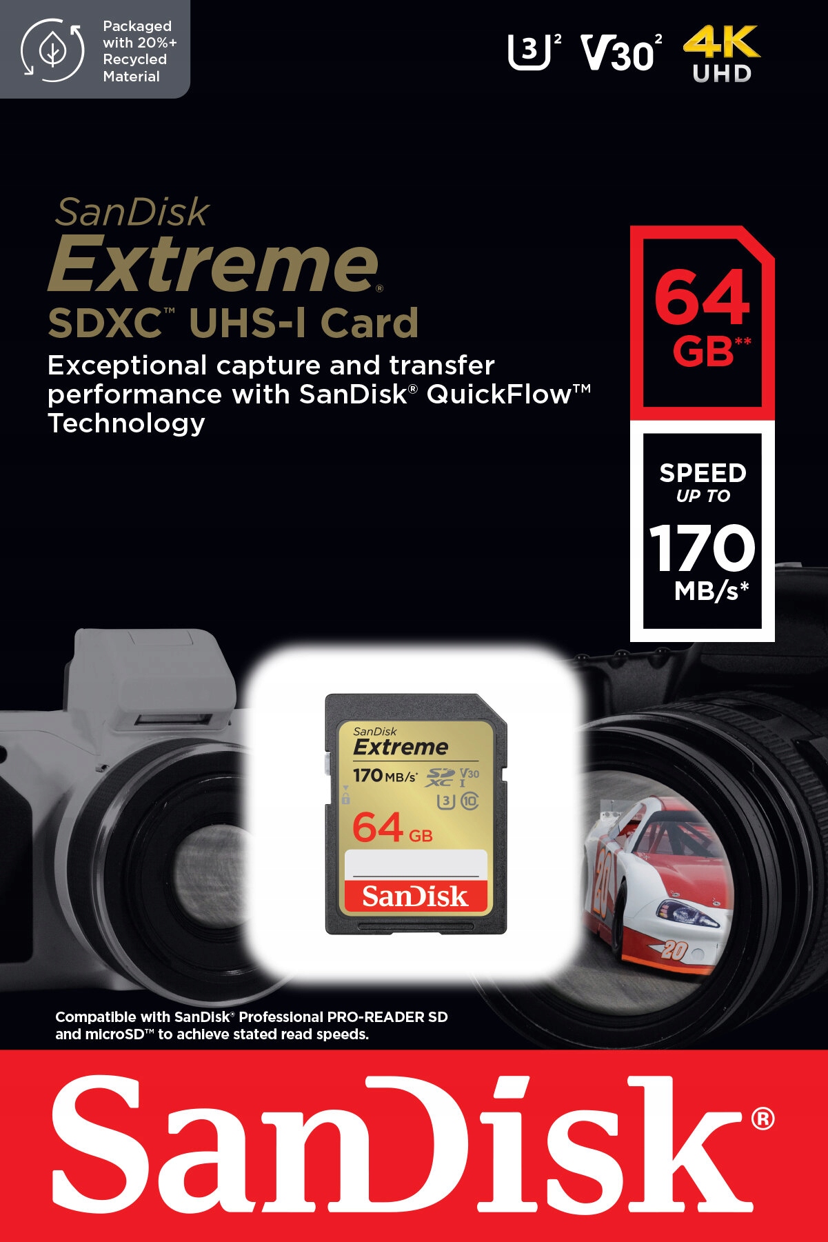 Karta pamięci SANDISK Extreme SDXC 64GB Kod producenta SDSDXV2-064G-GNCIN