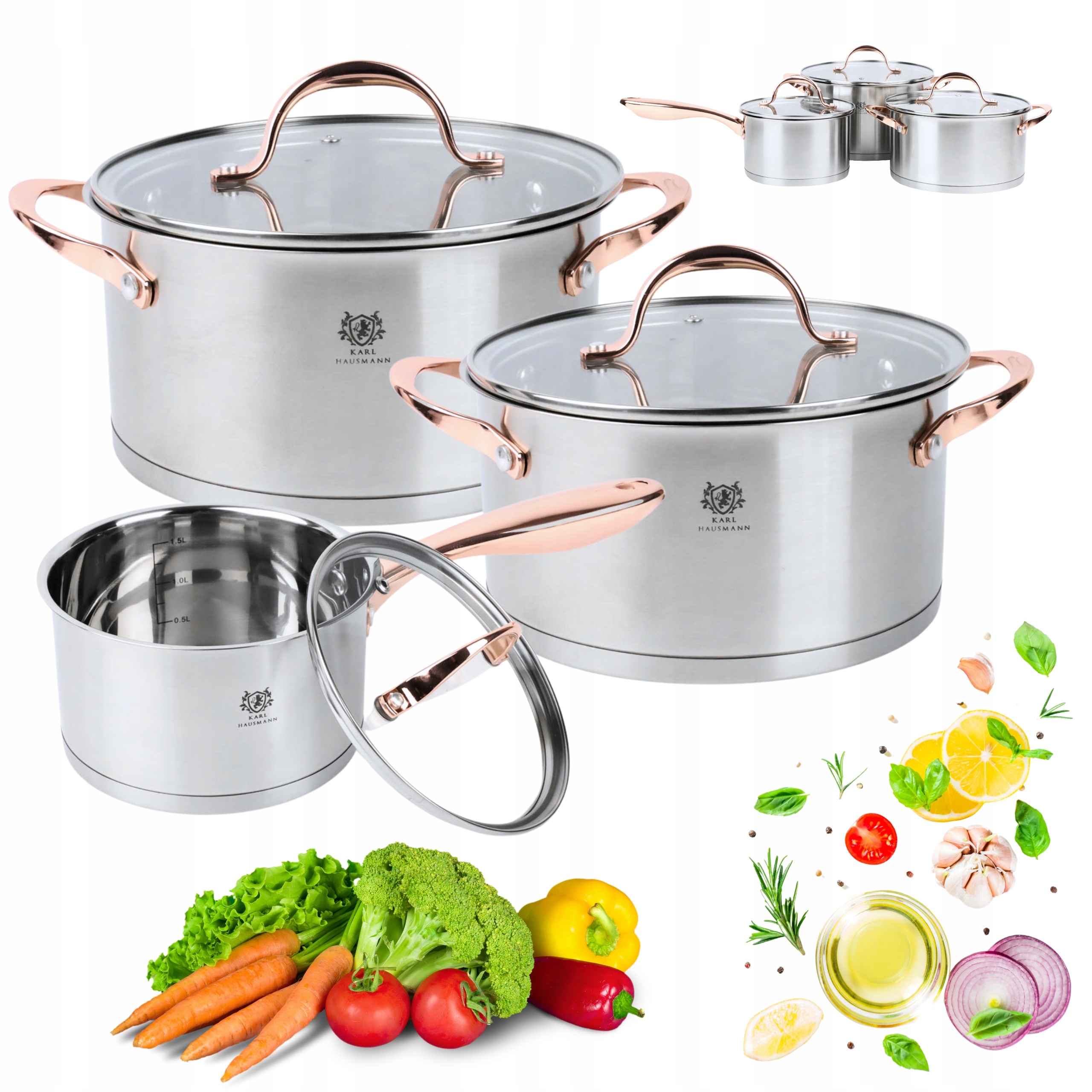 Sada Hrnců Na Indukci Komplet 6EL Nerezová Ocel 18/0 Masters Hrnce