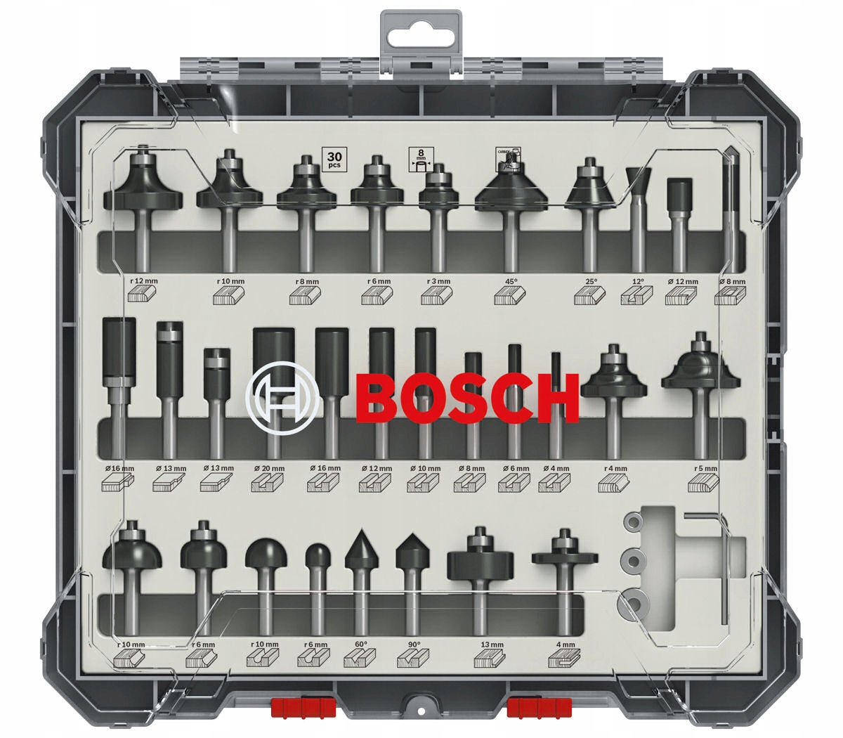 

Bosch Zestaw 30 Frezów Do Drewna chwyt 8mm