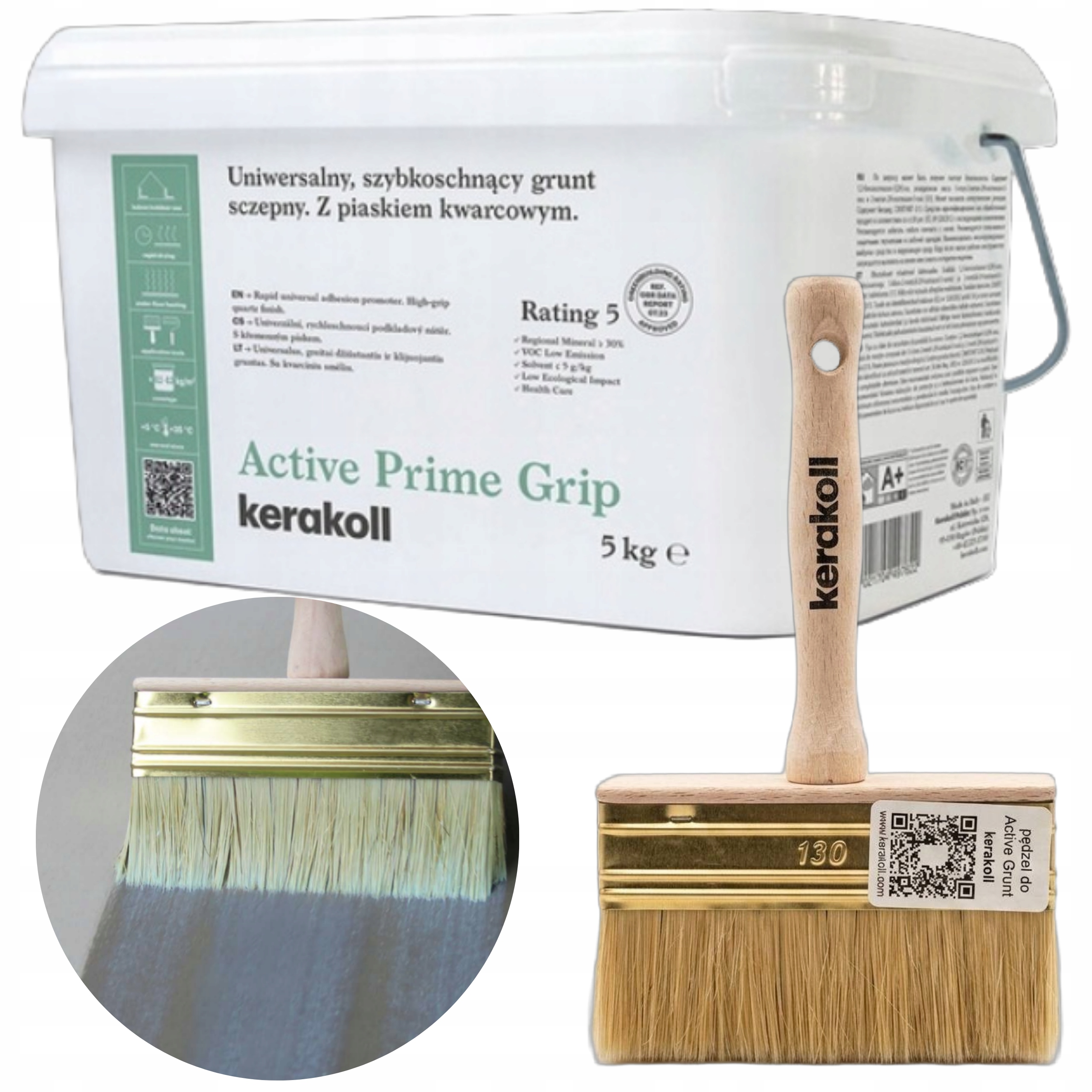 Kerakoll Active Prime Grip Grunt Szczepny Szybkoschnący 5KG Pędzel