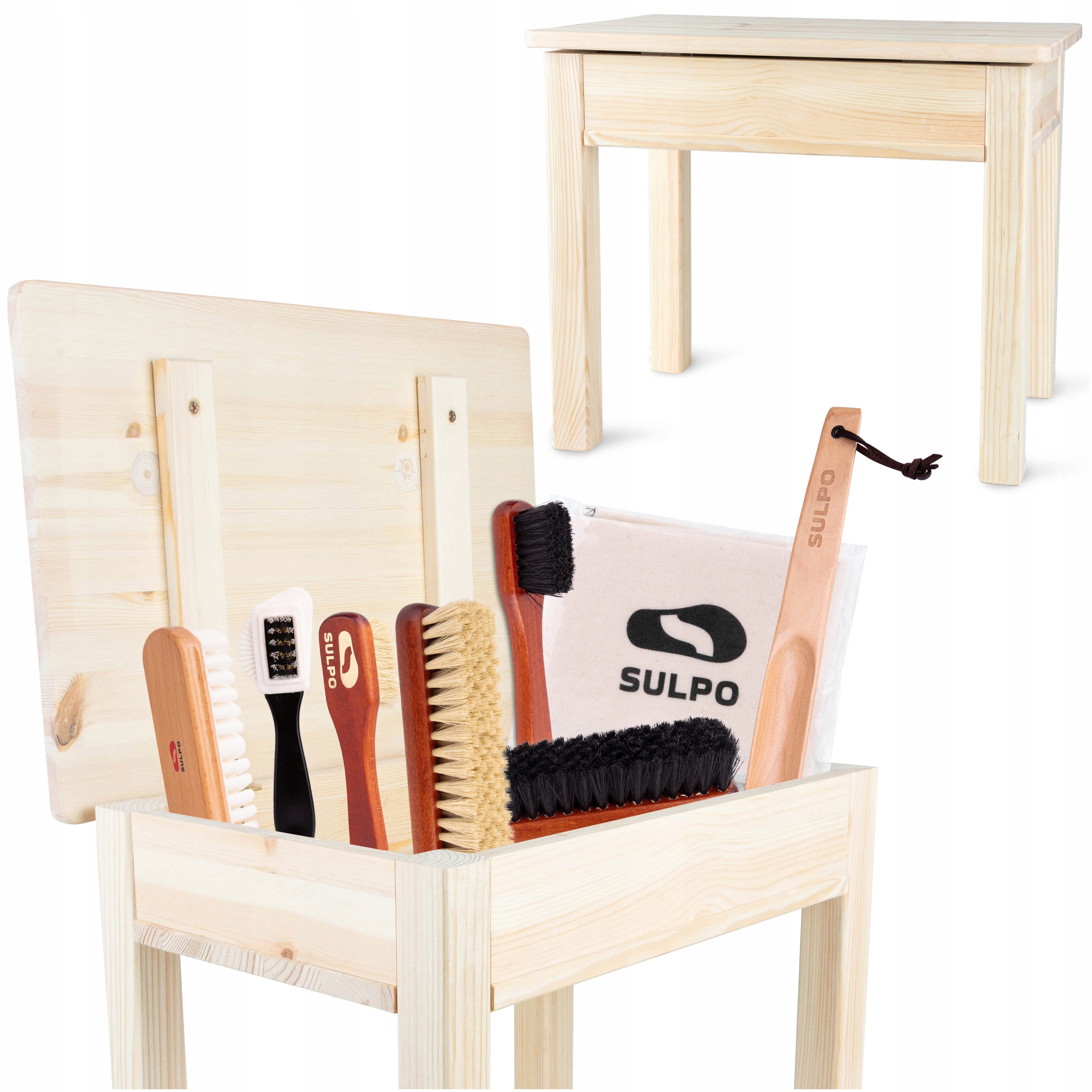 Sada Kartáčů Na Boty S Taburetem Měkké Štětiny Čištění Obuvi 9v1