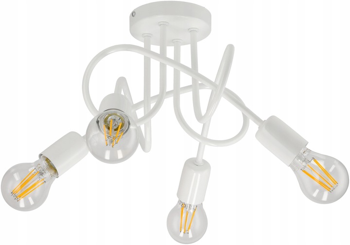 Lampa kręcona żyrandol loft edison 4x E27 biała