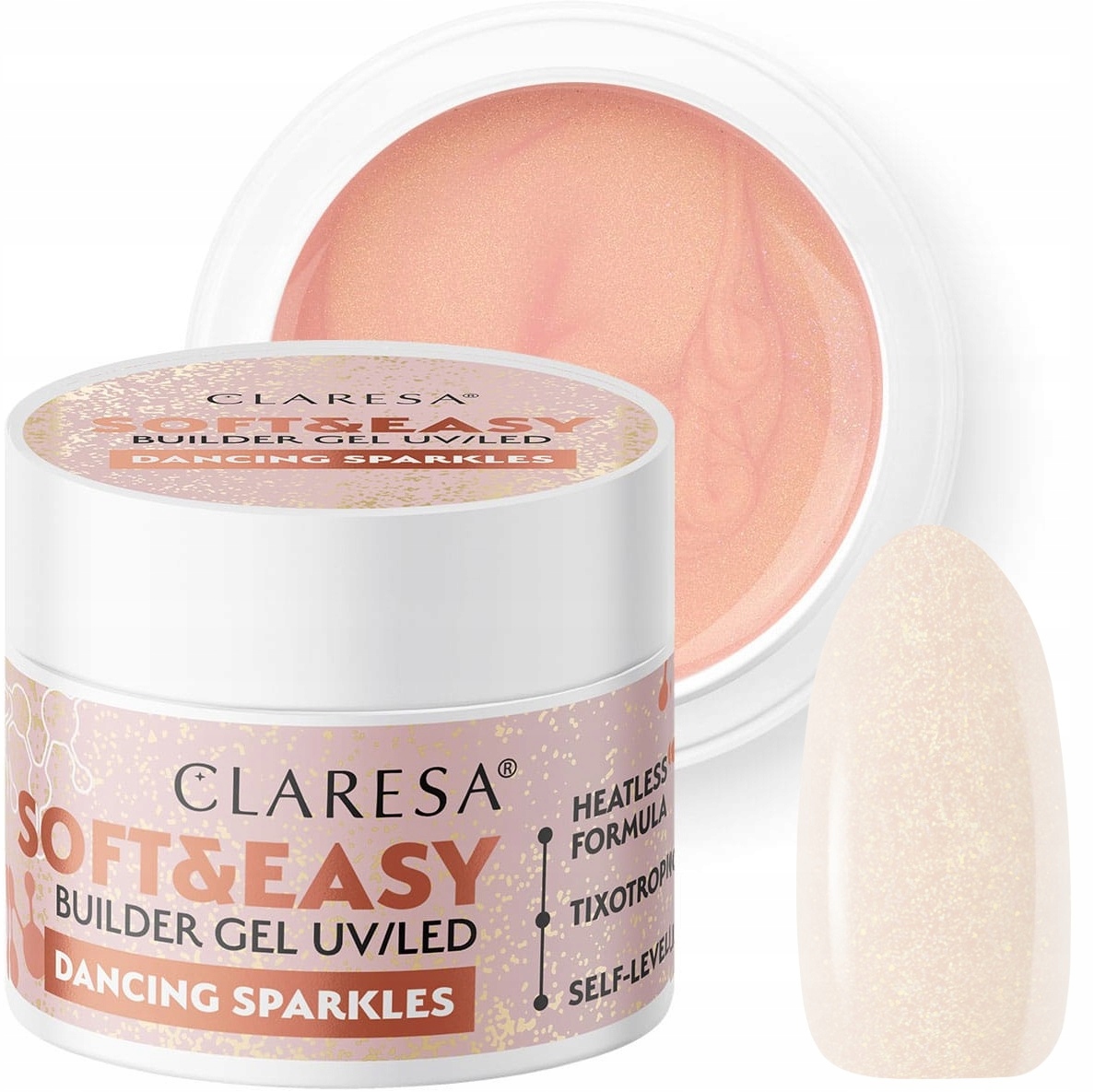 Claresa Soft Easy Builder Gel Stavební Gel Dancing Sparkles Drobinki 90 g