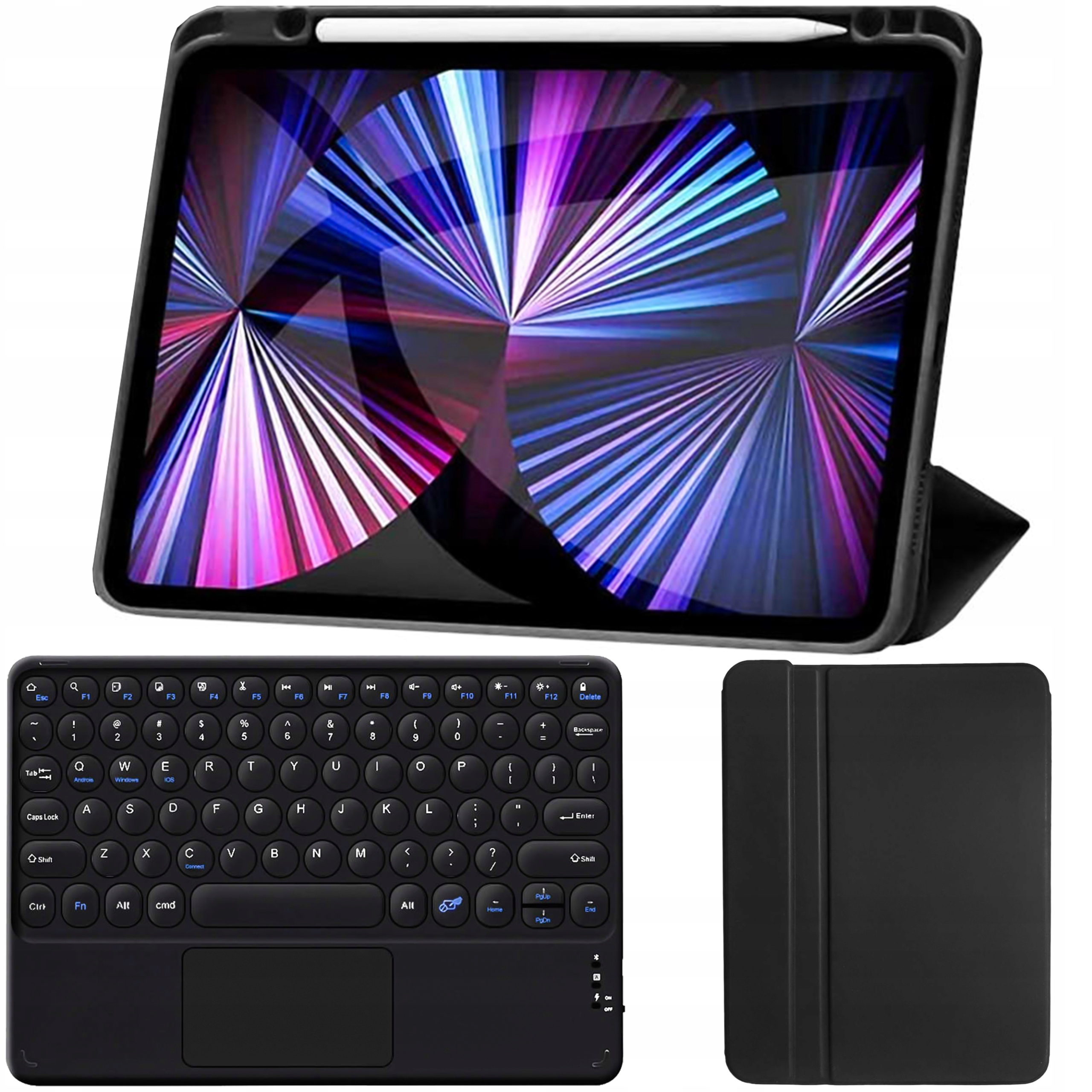 Puzdro Case Cover Čierne 4v1 S Klávesnicou Touchpad Pre Ipad Pro 12.9