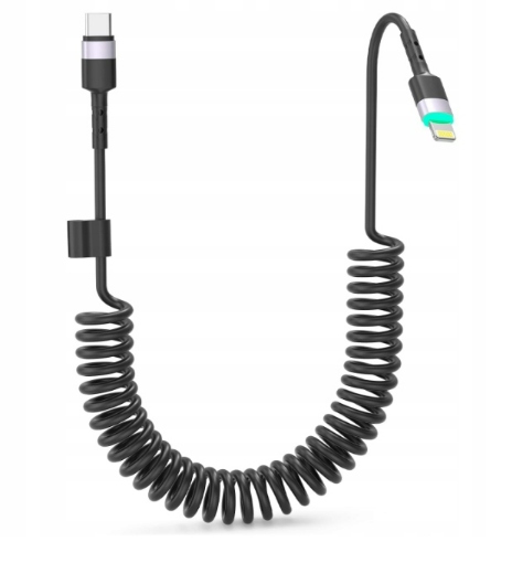 KABEL SPIRALNY USB C DO IPHONE CERTYFIKAT MFI 1 METR