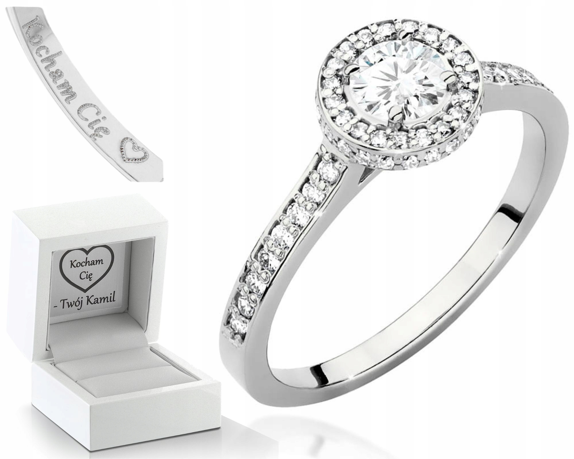 Bílý Zlatý Prstýnek S Brilianty 585 Gravírování