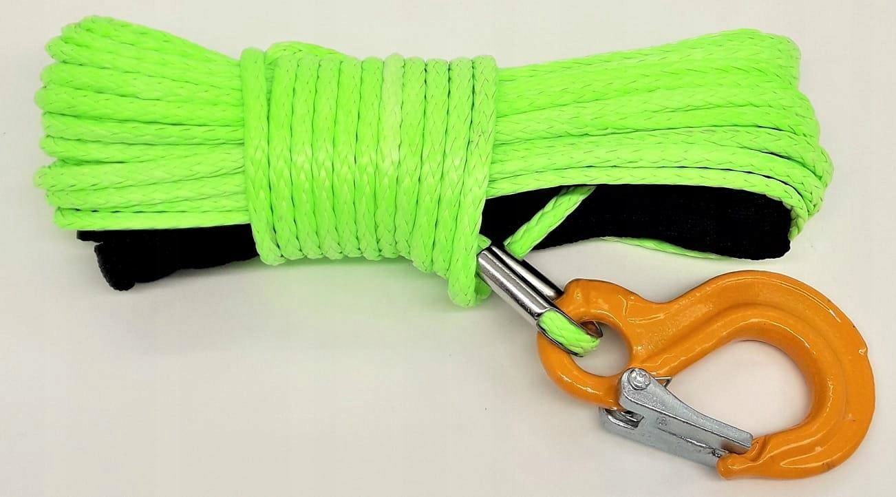 Lina Syntetyczna Do Wyciągarki Quada AIR117 Z Hakiem 6MM 15MB Limonka