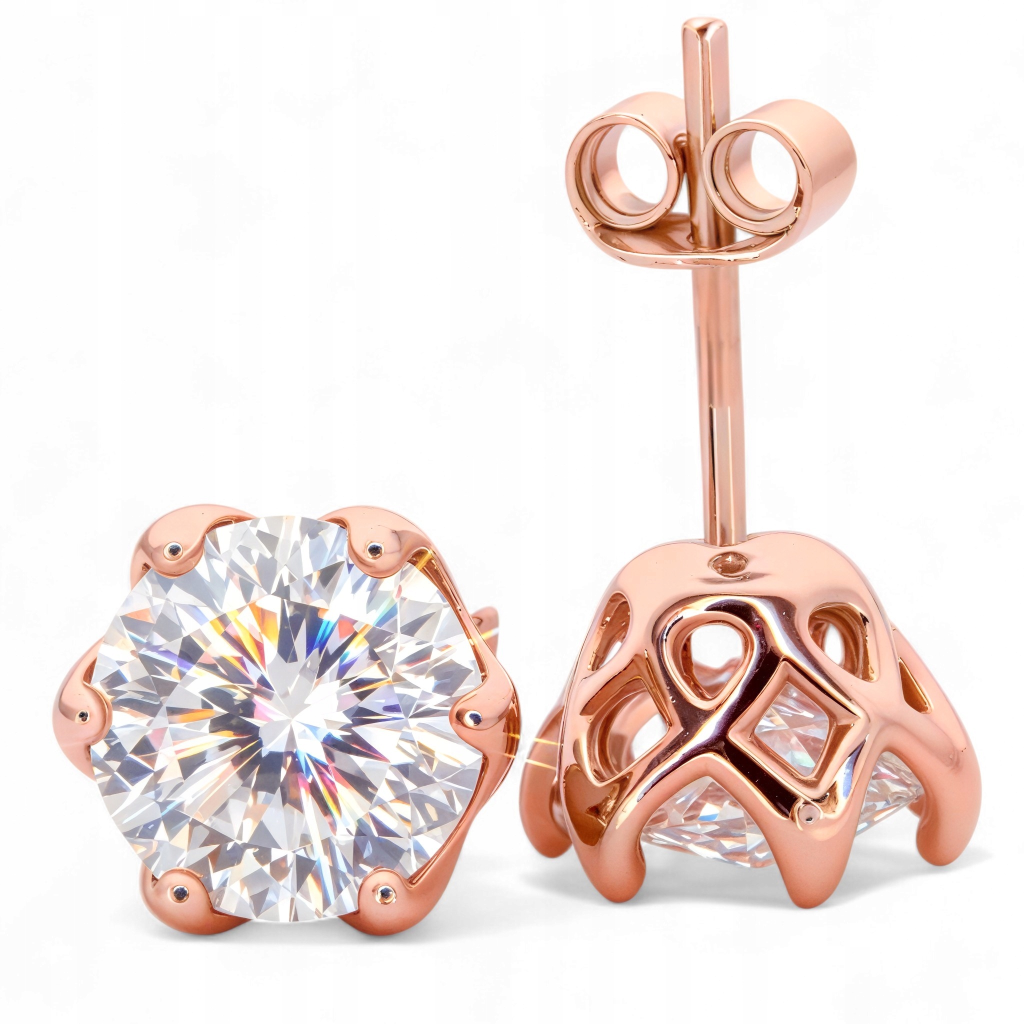 Náušnice Zamieć Moissanit 2 x 2 ct 8 mm průměr love cut diamant