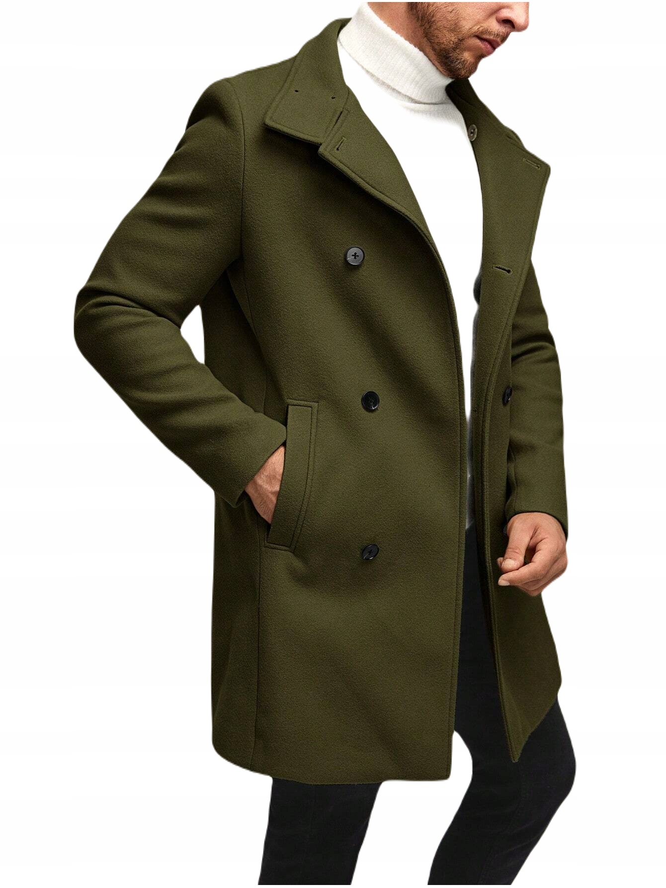 ELEGANCKI PŁASZCZ MĘSKI BIZNESOWY LUKSUSOWY DO PRACY JESIENNO ZIMOWY