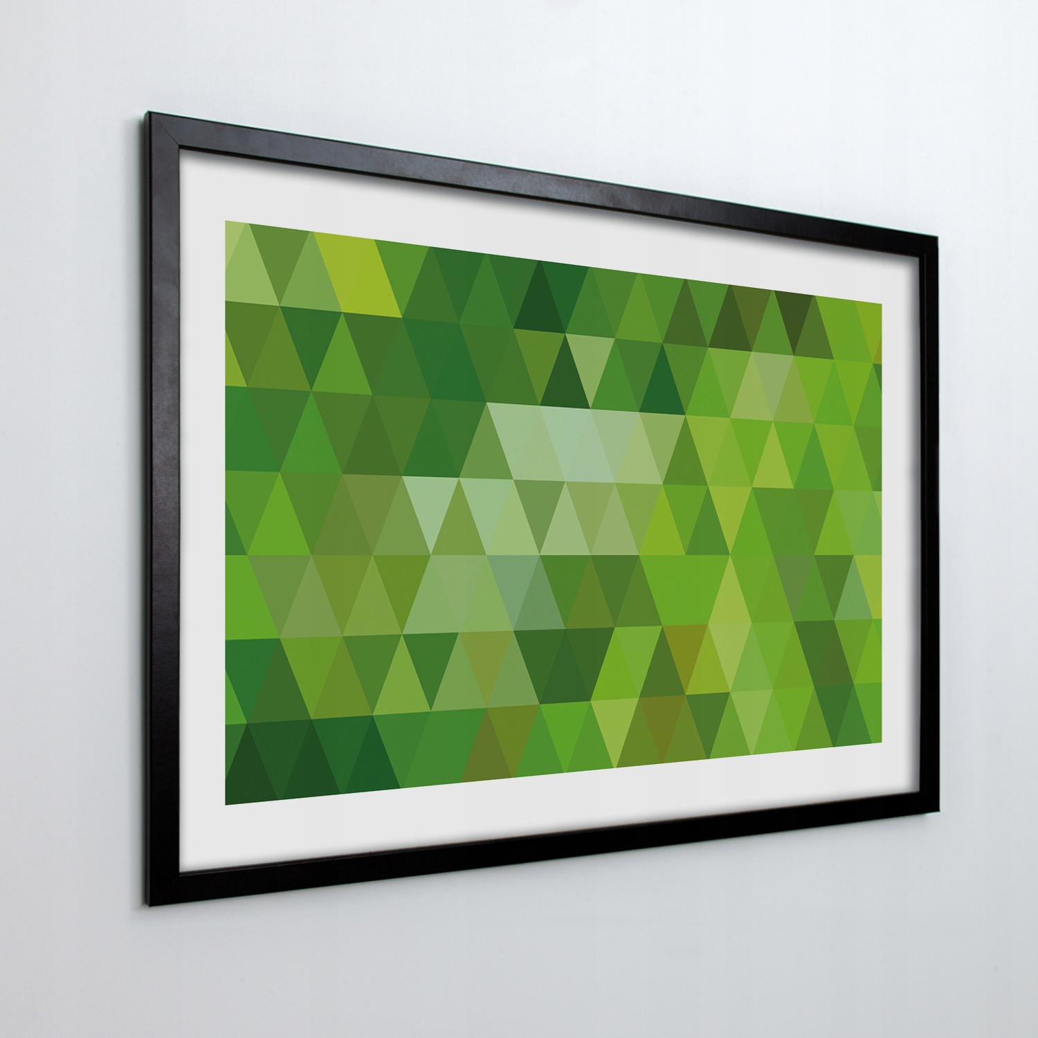 Obraz v ráme na stenu Zelené trojuholníky 100x70 cm