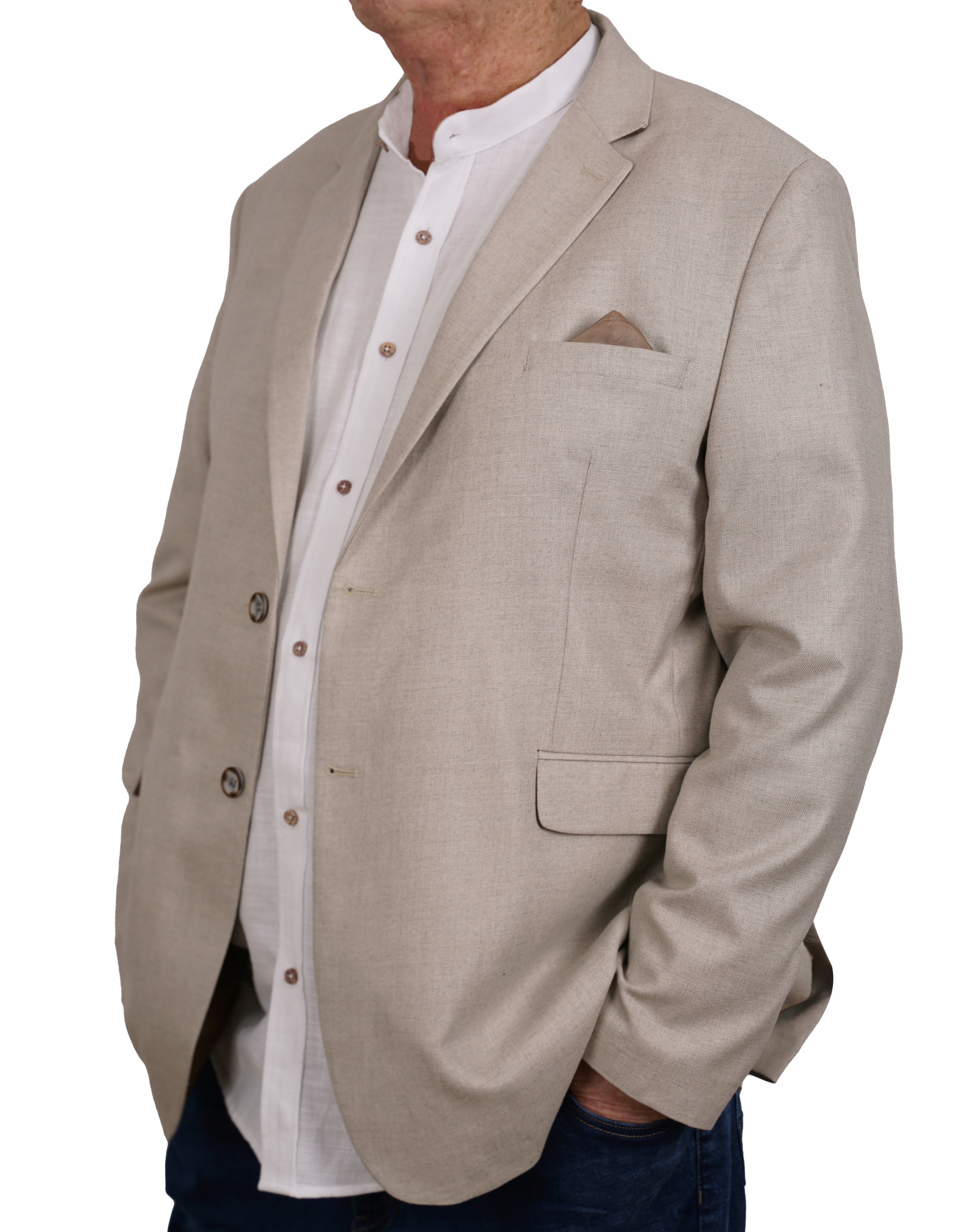 MARYNARKA MĘSKA WIZYTOWA CASUAL ELEGANCKA BEŻOWA JASNA DUŻA TURECKA 68