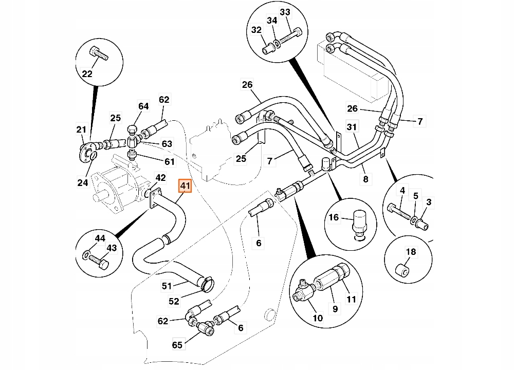 ВСМОКТУВАЛЬНА ТРУБА ГІДРАВЛІЧНОГО НАСОСА 335/03983 JCB 3CX