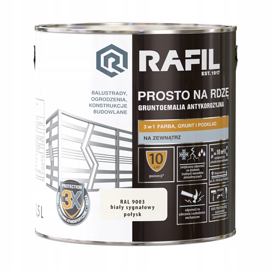 Rafil Prosto Na Rdzę 2,5L Biały Ral 9003 połysk