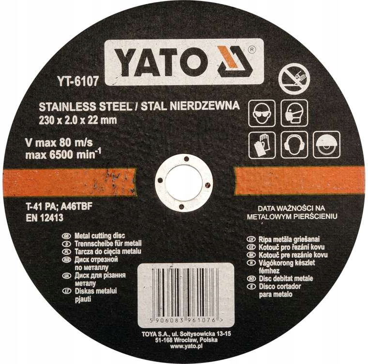 

Yato YT-6107 Tarcza do cięcia 230mm x 2mm