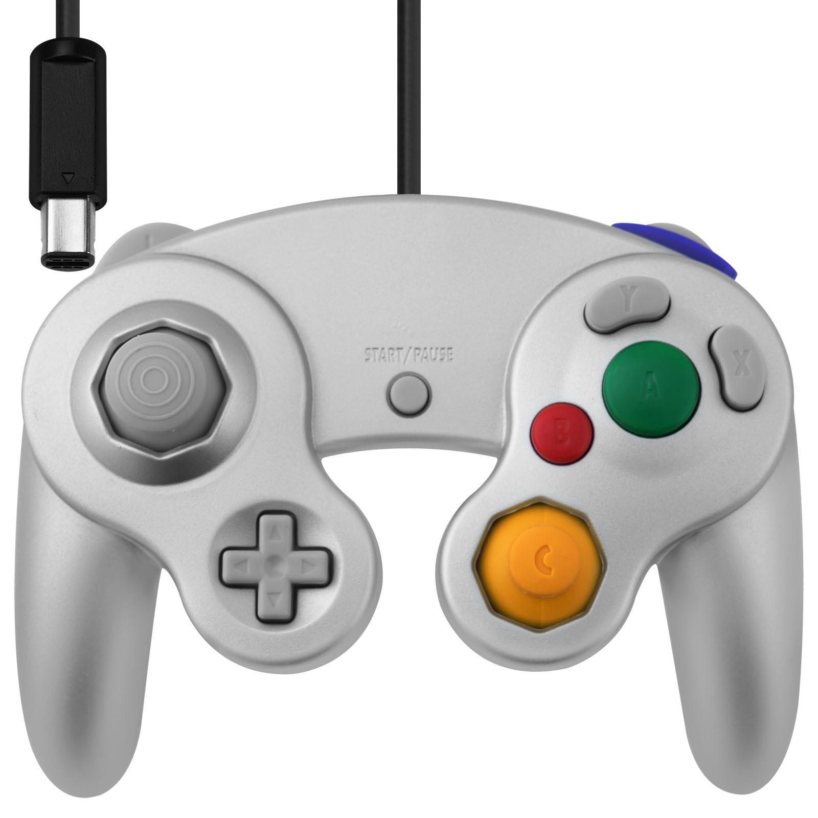 IRIS Pad kontroler gamepad do konsoli Nintendo GameCube NGC i Wii srebrny
