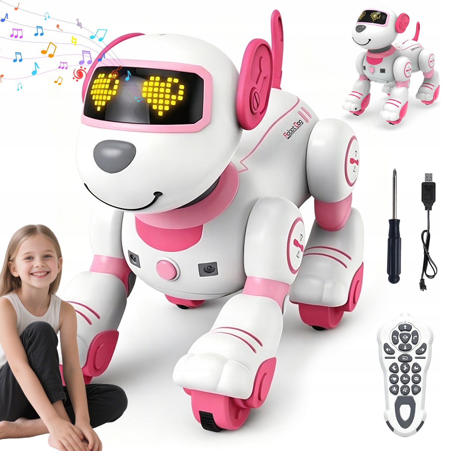 Interaktywny Robot Pies Sterowany Pilotem Gesty Muzyka Programowanie 600MAH