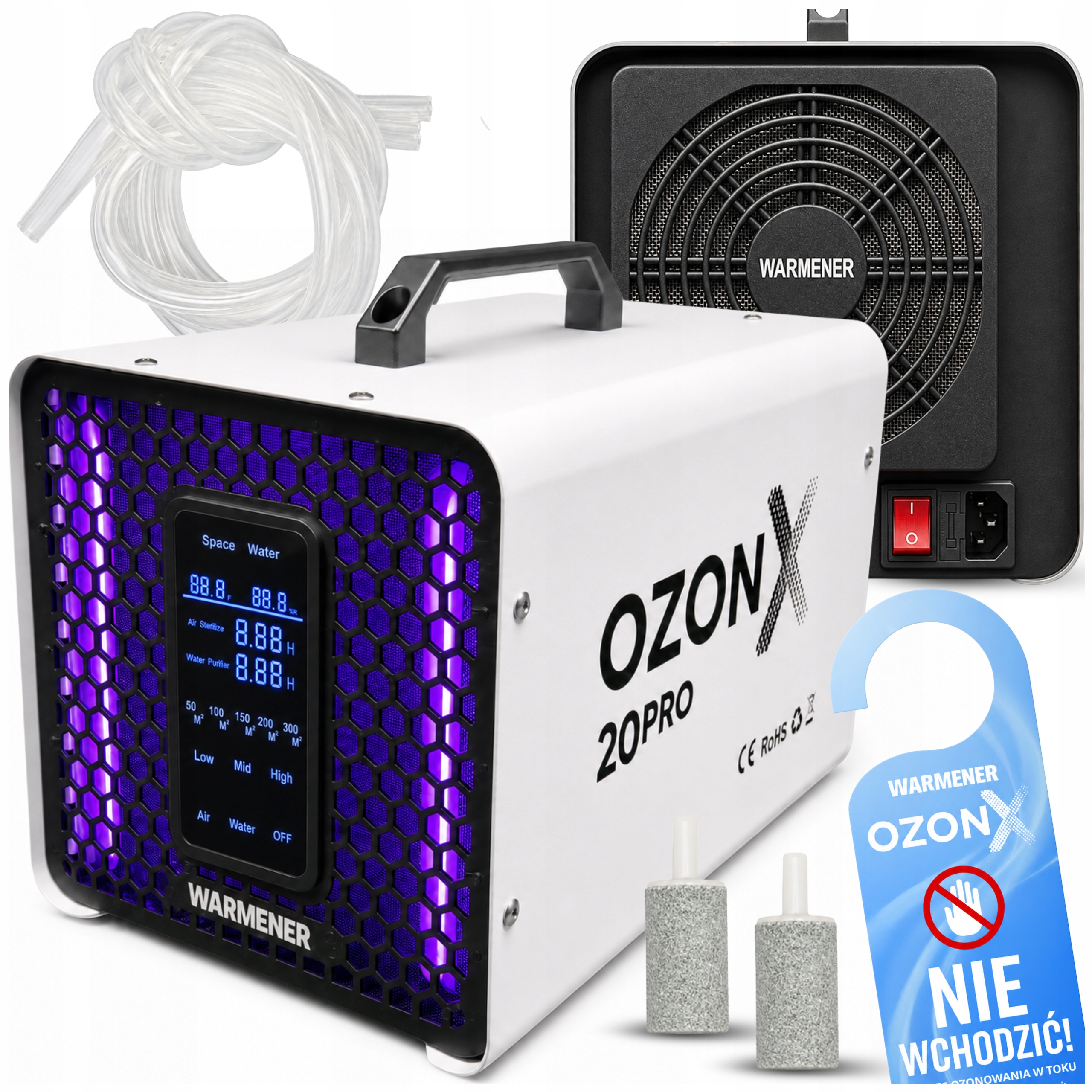 Profesionálny generátor ozónu 20 G/h Domáci ozonátor vzduchu OzonX 160 W