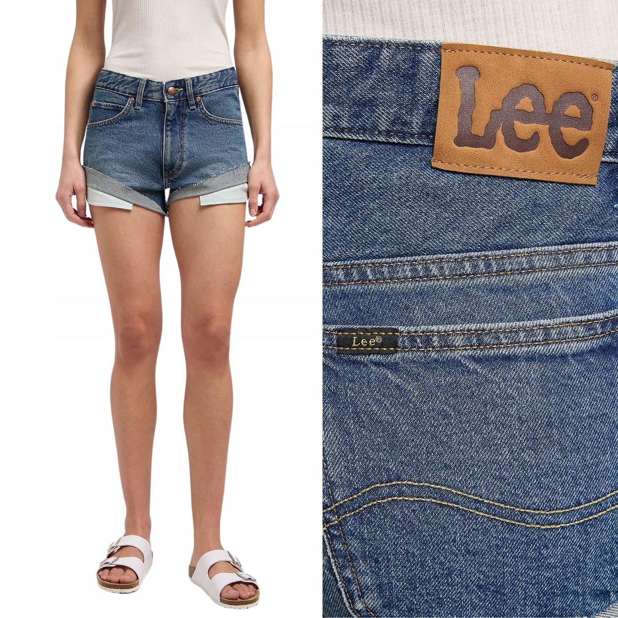 Lee Rider Short Straight Indigo Džínové Šortky Hot Pants Vintage Džíny W28