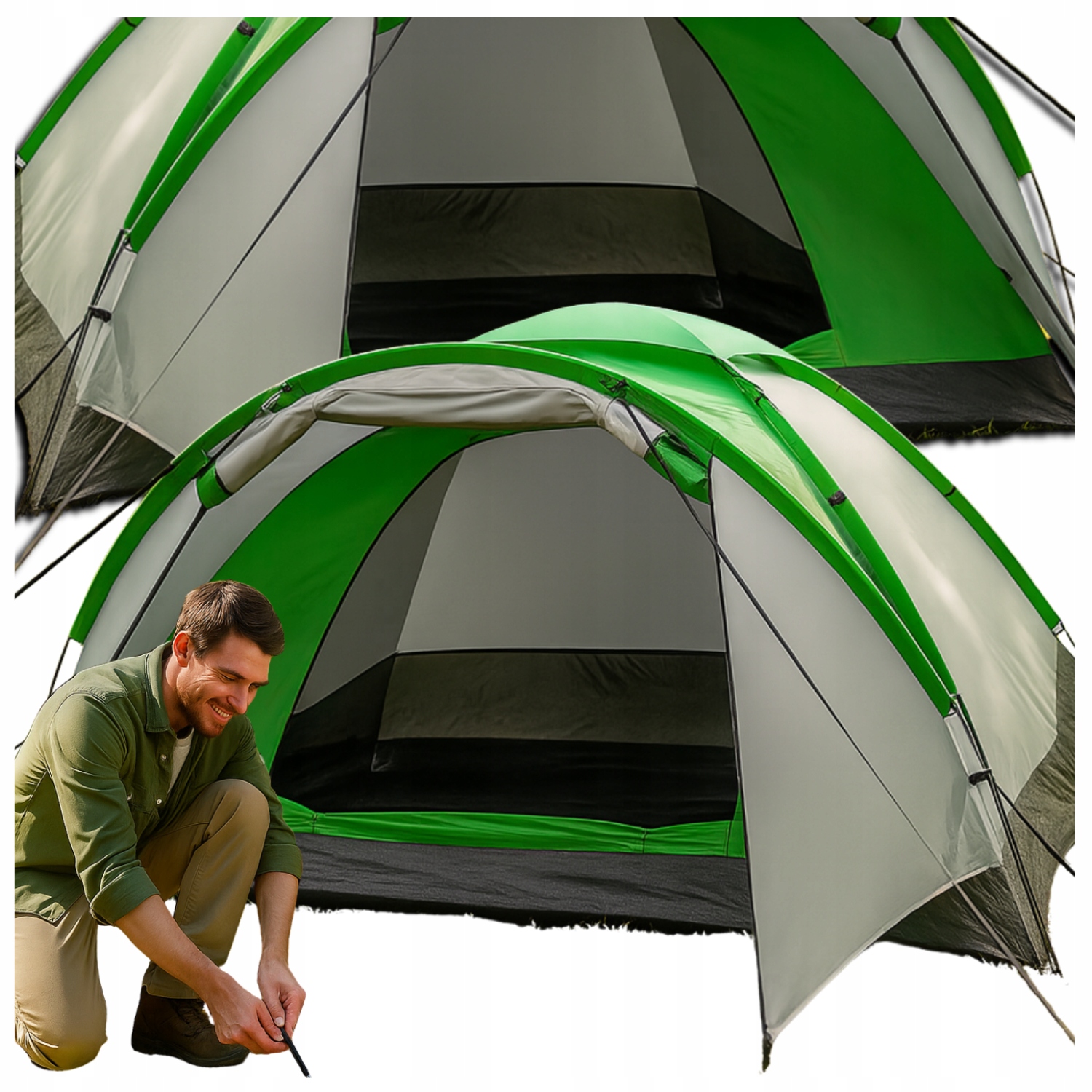 Namiot Turystyczny 4 Osobowy Kampingowy Wodoodporny Przedsionek Moskitiera