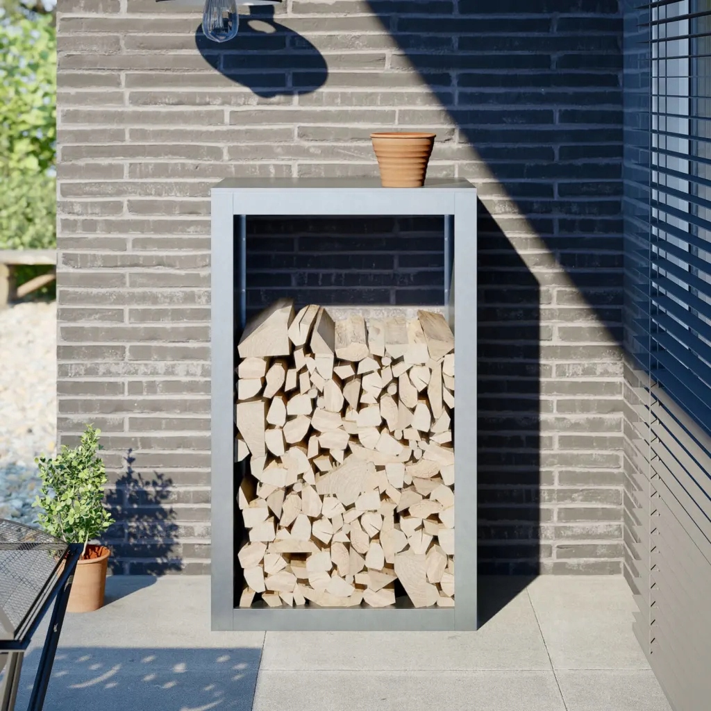 Stojan na palivové dřevo 60 x 40 x 100 cm pozinkovaná ocel Nerezová ocel