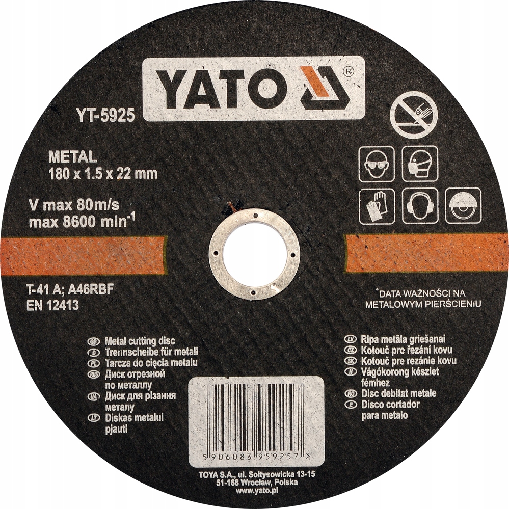 

Tarcza Do Metalu 180x22 mm Grubość 1.5 mm Yato