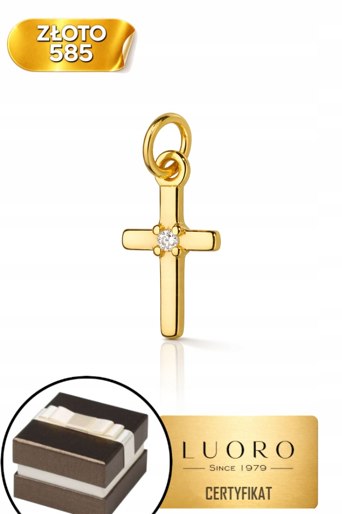 Zlatý Křížek 585 14K Se Zirkonem 16 MM, Jemný A Elegantní Dárek