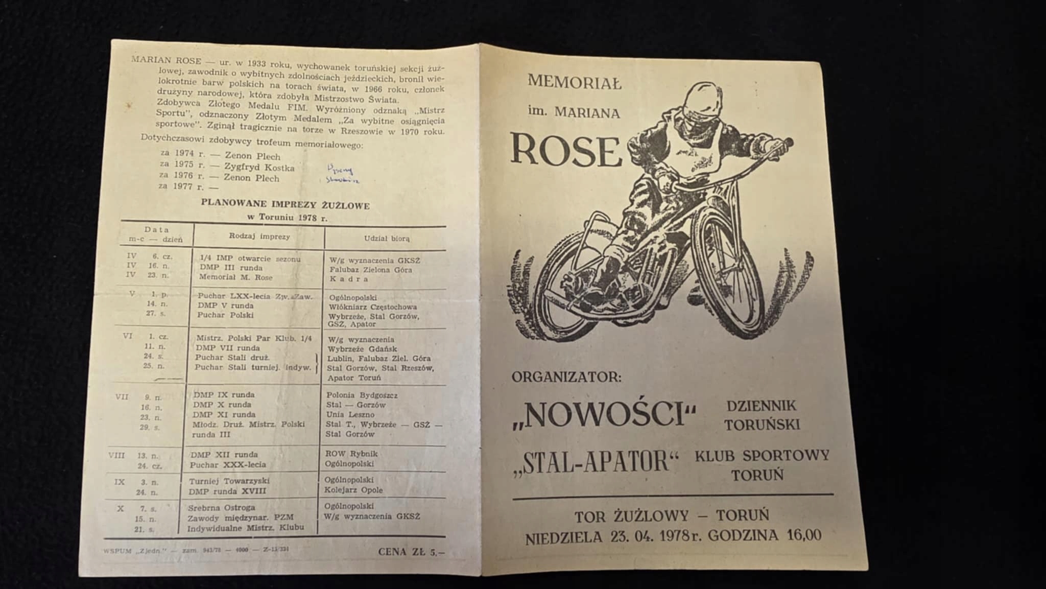 MEMORIAŁ ROSE APATOR TORUŃ 1978