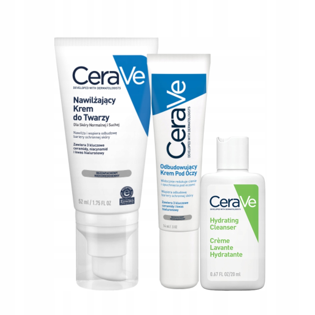Zestaw CeraVe Odbudowujący Krem pod oczy, Krem Nawilżający do Twarzy 52ml