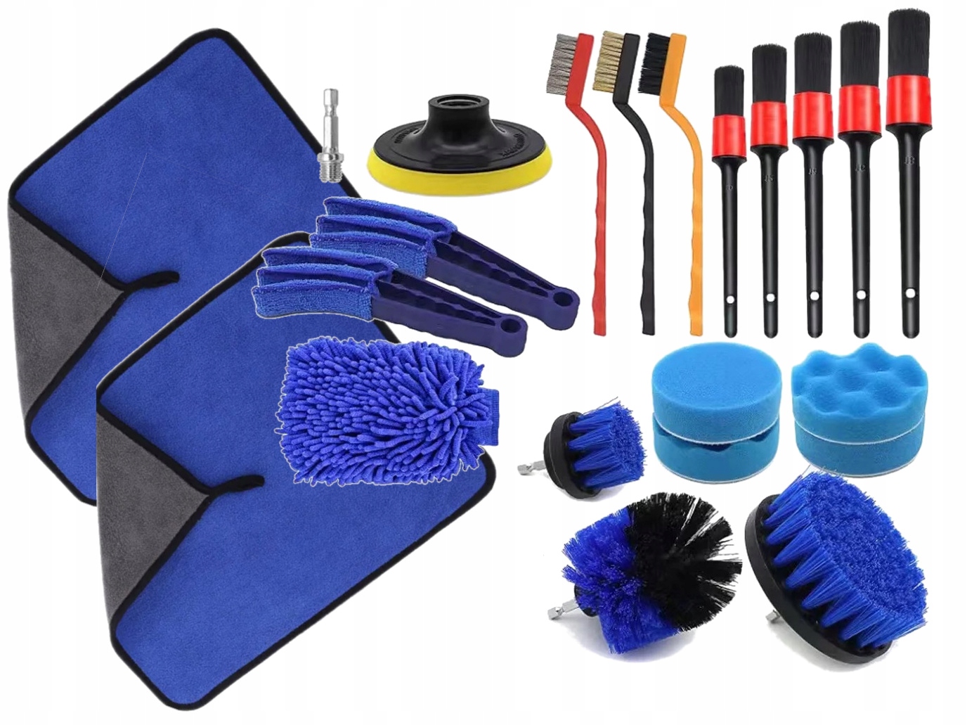 Sada Auto Detailing 21 El Na Čištění Kartáče Mikrovlákno Štětce