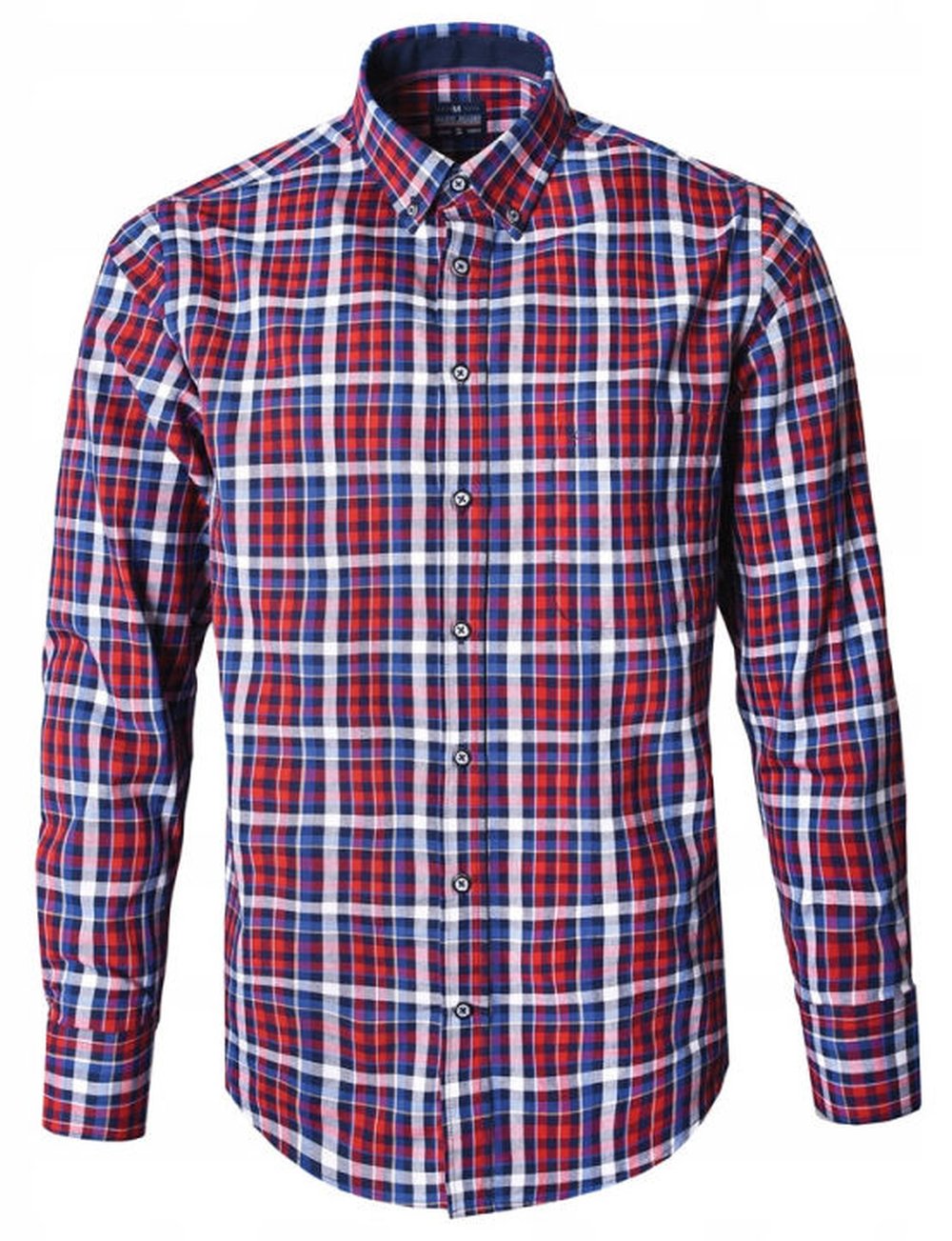 Ležérní košile, límec Button Down -Pako Jeans Červená mřížka XL