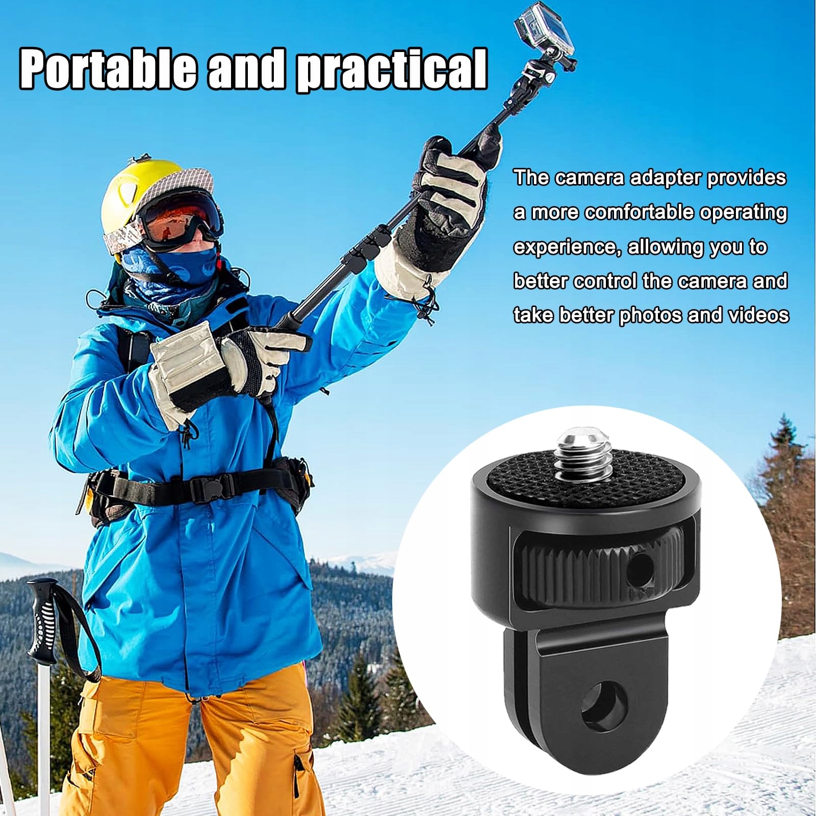 BEGPOEE Adapter Do Statywu 360° 1/4 Cala Do Kamer GoPro Sjcam — miniatura 6
