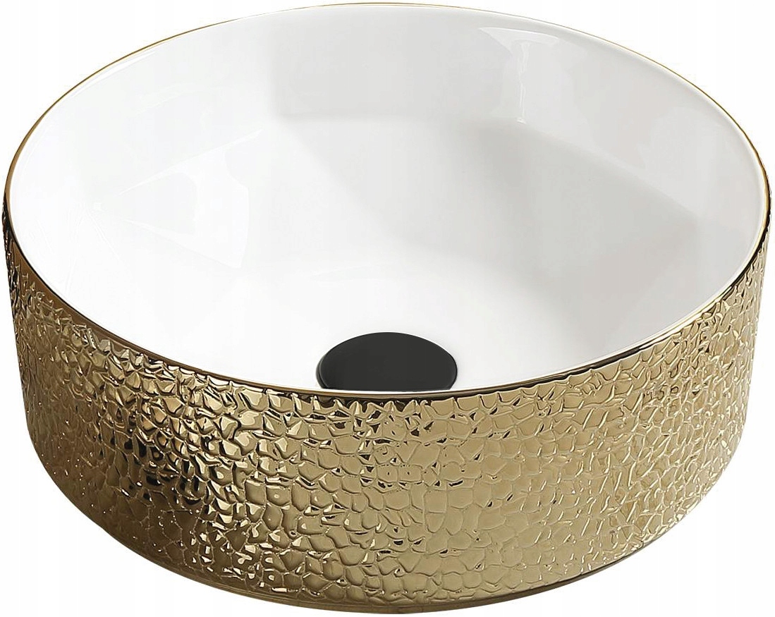 Mexen Clarisa umyvadlo na desku 41 x 41 cm, Bílá/Zlatá 22074153