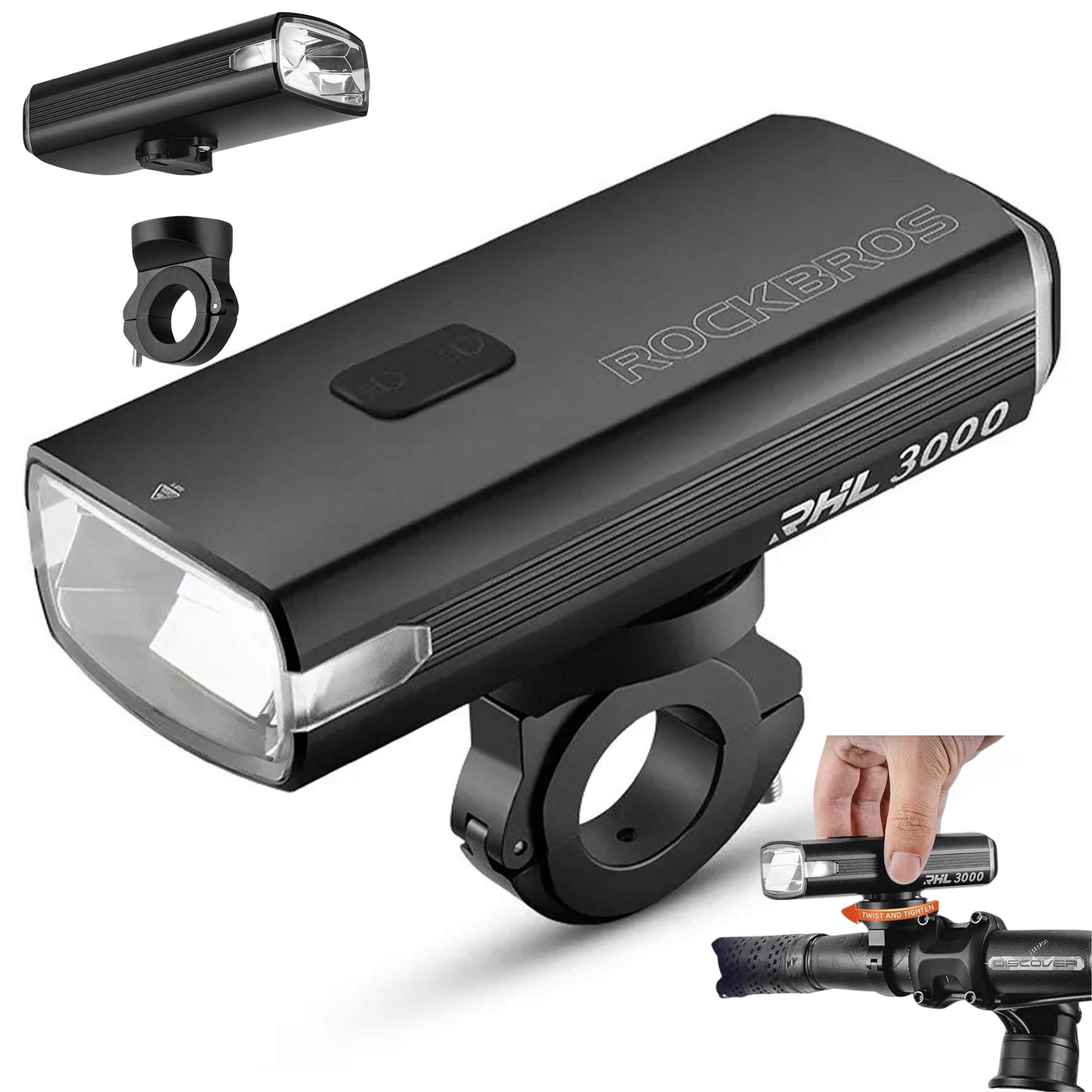 Lampka Rowerowa Bardoz Mocna Rockbros RHL3000 3000 LM Powerbank Akumulator