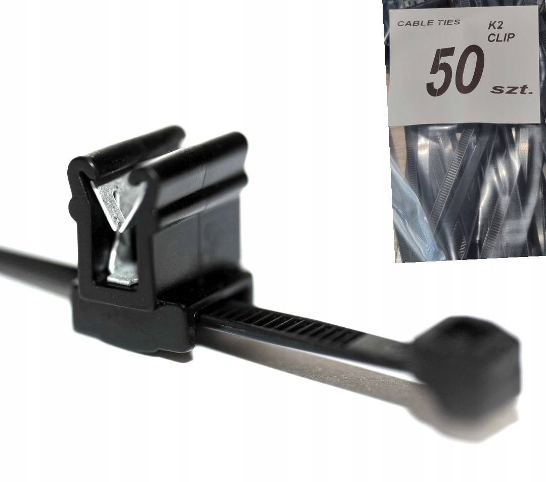 50 x Opaska kablowa z klipsem clk2