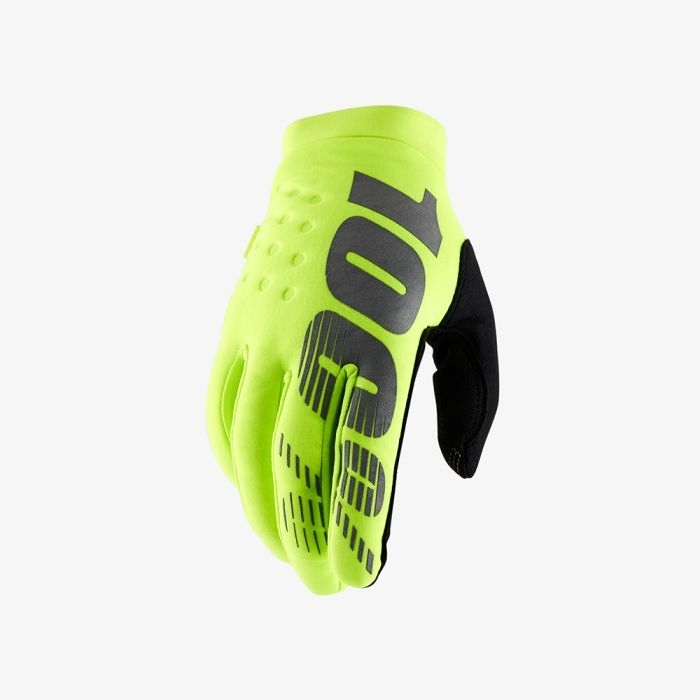100 % Rukavice Cross/enduro Brisker Softshellová Barva Žlutá Fluo Velikost