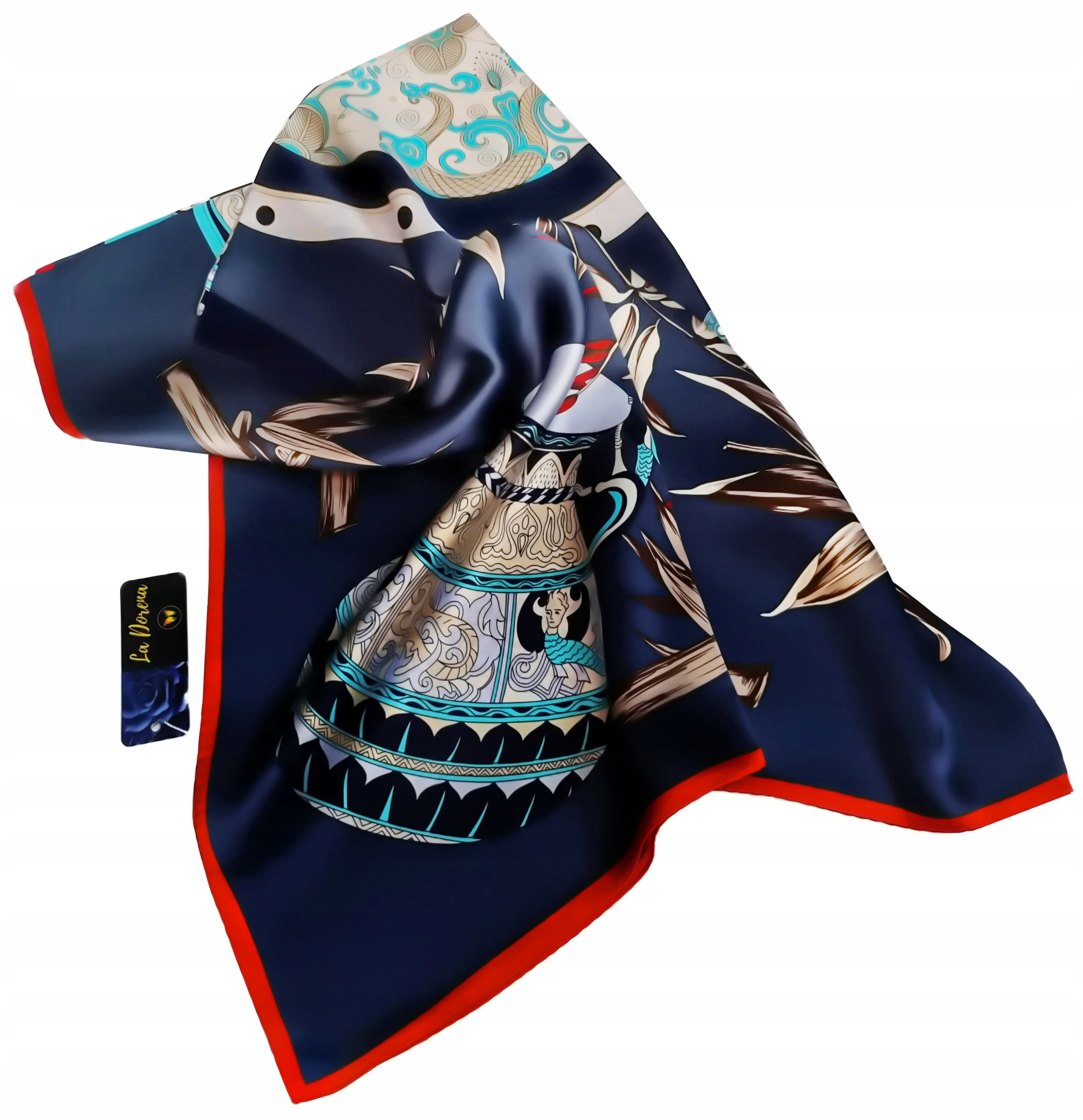 100% Hedvábný Značkový Šátek Šál Kvalita Hq