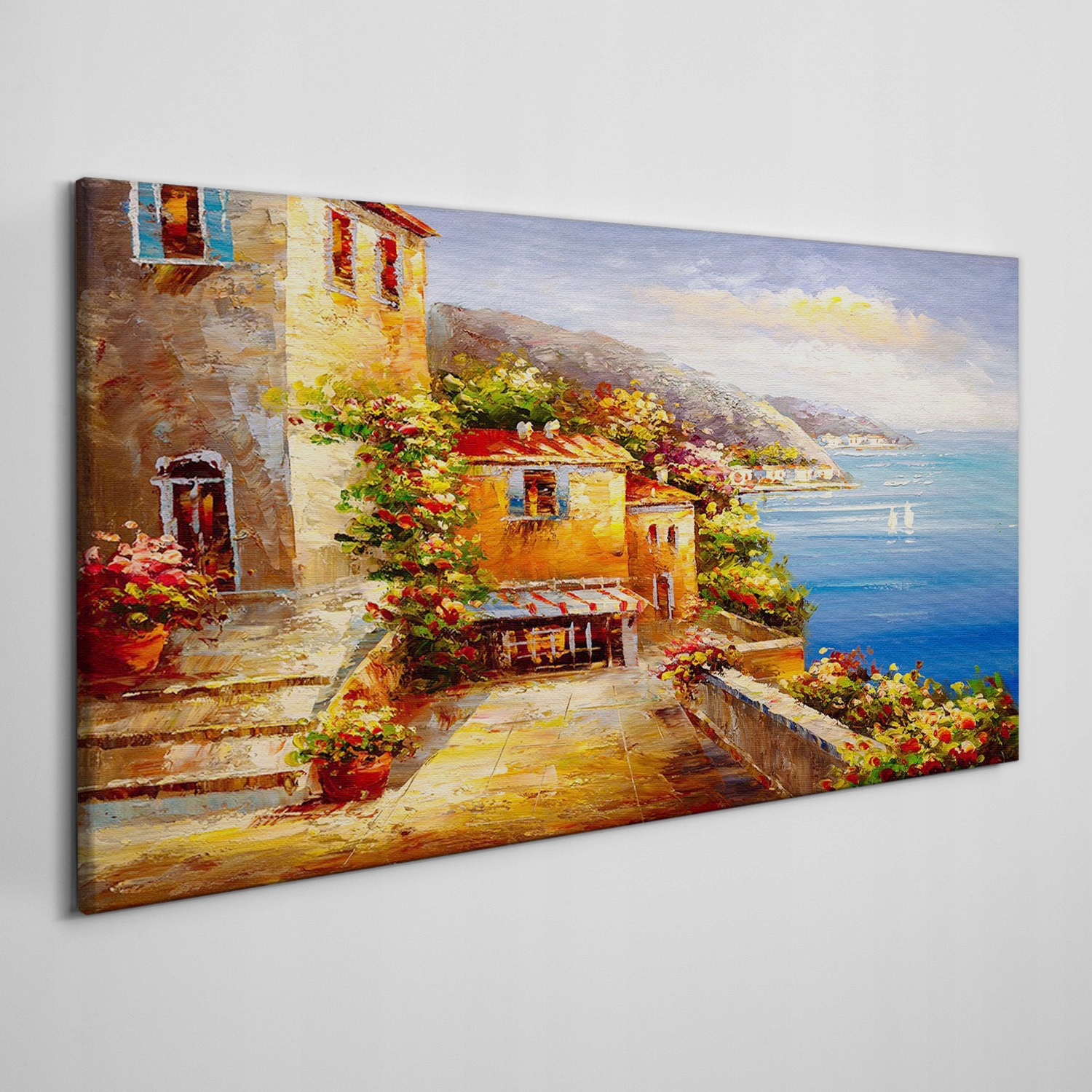 

Obraz płótno Miasto morze wybrzeże kwiaty 120x60