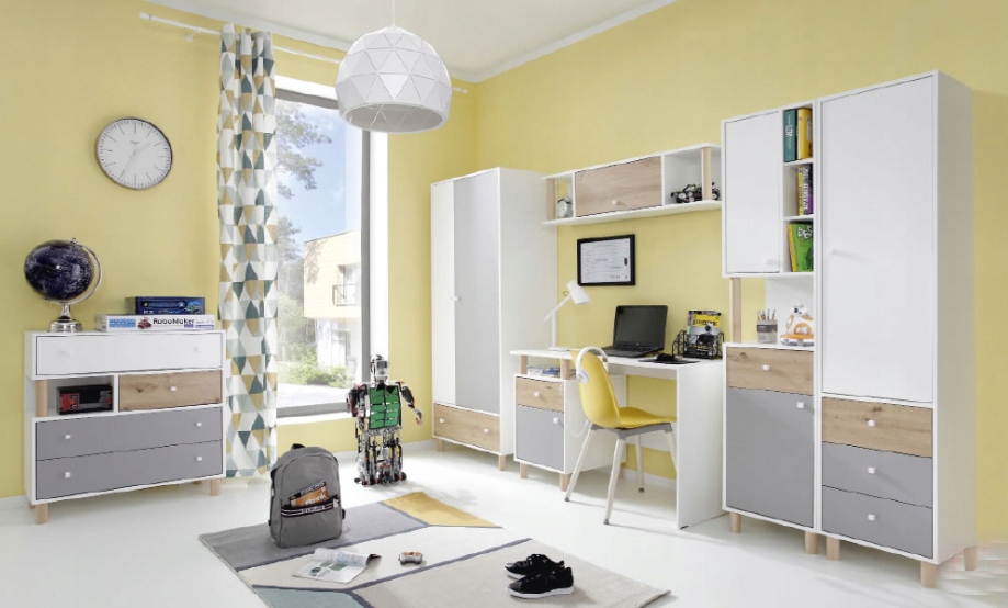 Biurko system ARO 9 biały artisan szary Szerokość mebla 125 cm