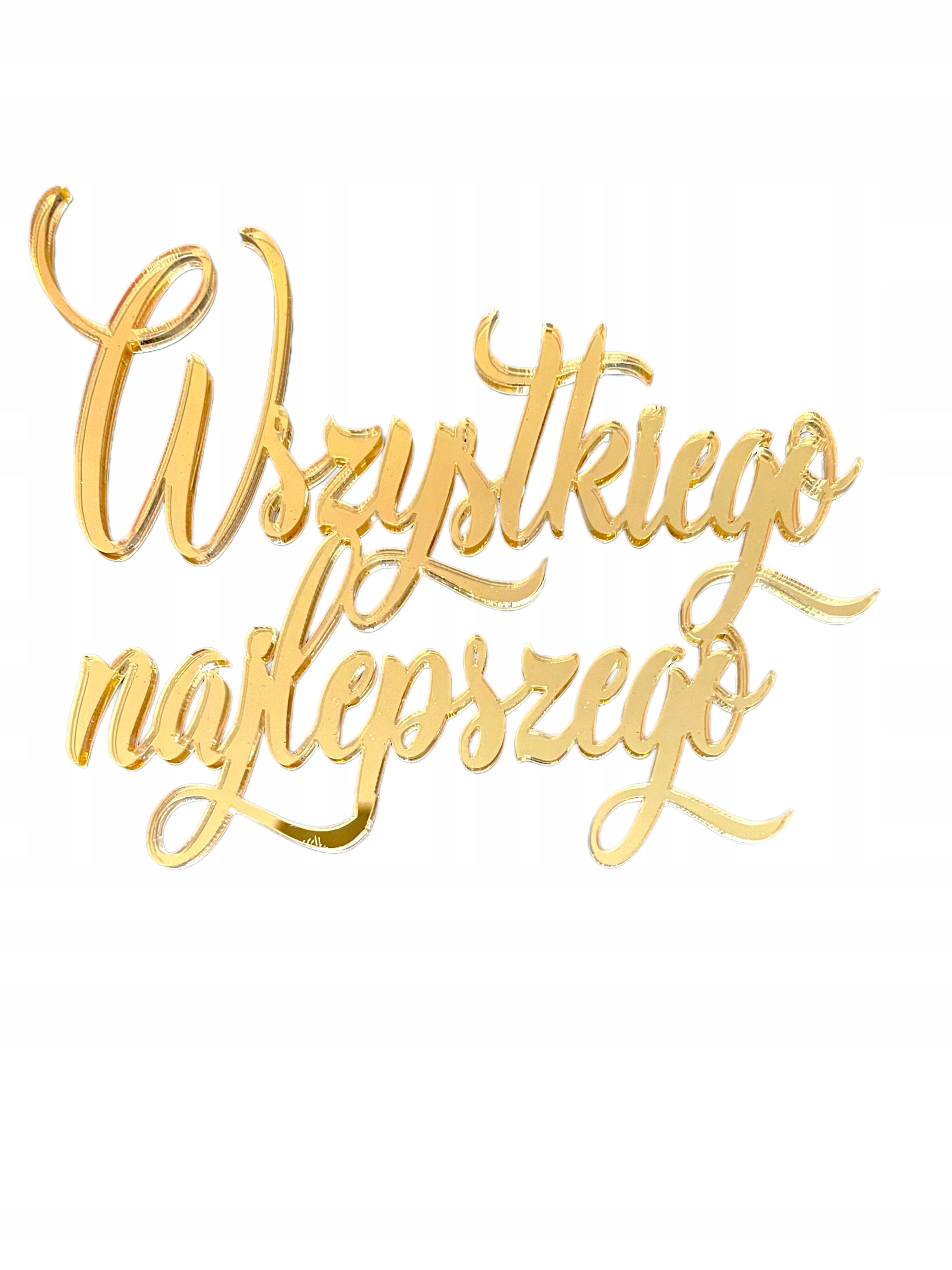 TOPPER NA BOK TORTU TOPER BENTO CAKE WSZYSTKIEGO NAJLEPSZEGO ZŁOTY plexi