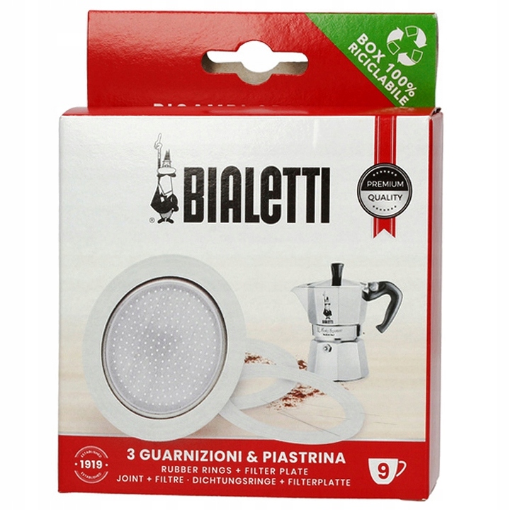 

Bialetti Uszczelki 3 szt i sitko do kawiarki 9 alu