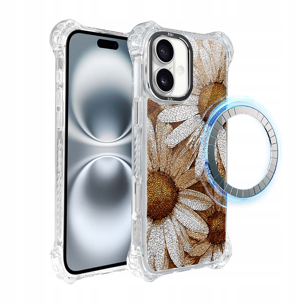 Pouzdro pro iPhone 16 Ibizu DropGuard Ultra s MagSafe, heřmánková mozaika
