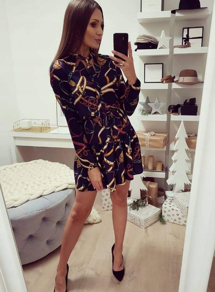 Šaty Lalous Tmavě modrá Print vel XL