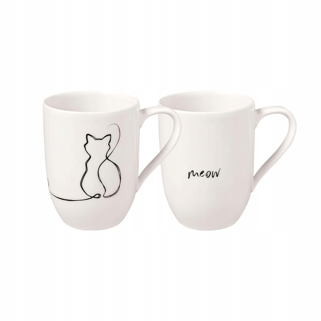Villeroy Boch Sada šálků Kočka 2 díly Bílý černý porcelán
