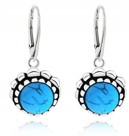 

Srebrne Kolczyki Z Turkusami Angielskie Zapięcie