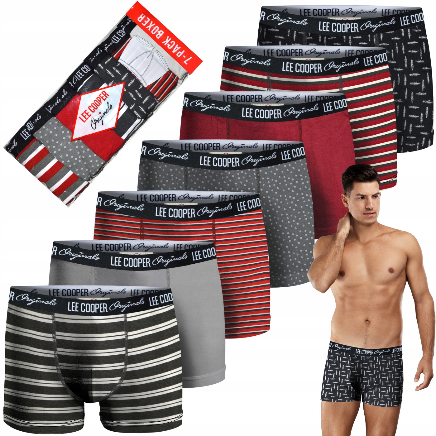Lee Cooper pánské šortky Premium přiléhavé 7PAK multipack M