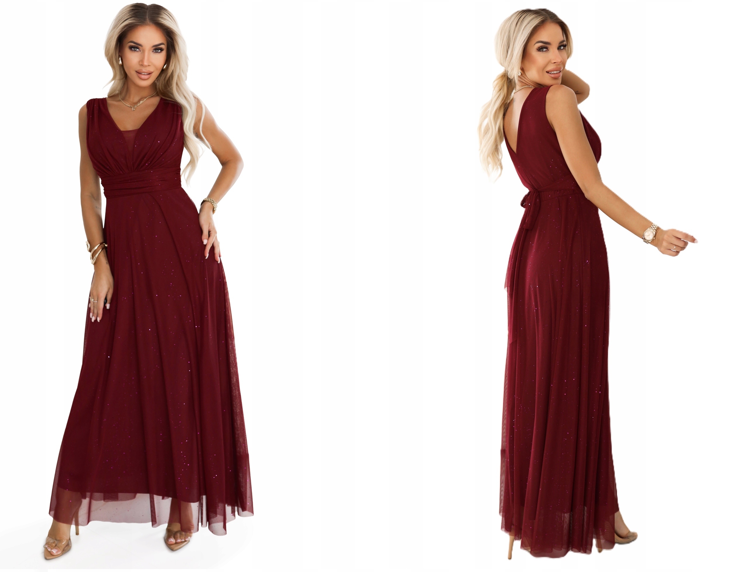 Elegantní Večerní Šaty S Leskem A Třpytkami Na Oslavu Bordó
